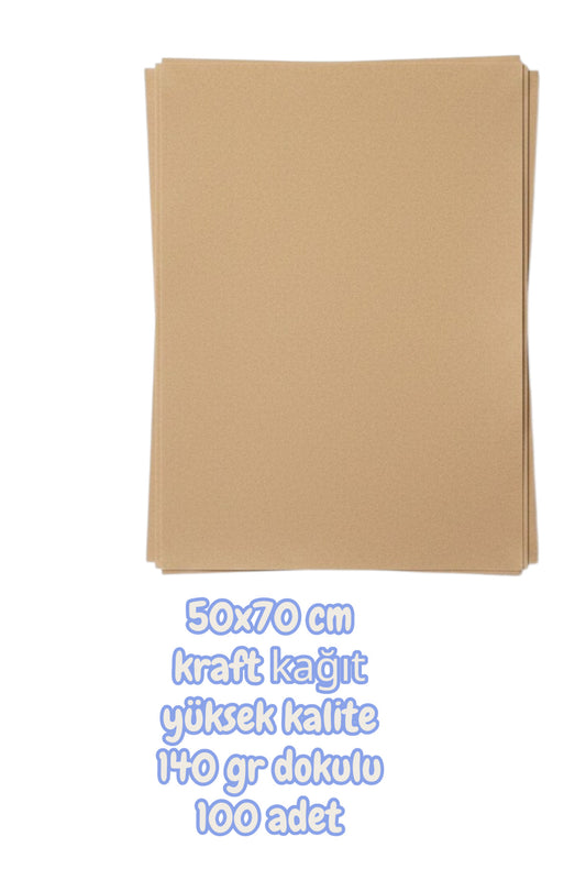 50x70 cm kraft kağıt yüksek kalite 140 gr dokulu 100 adet umur kağıtcılık