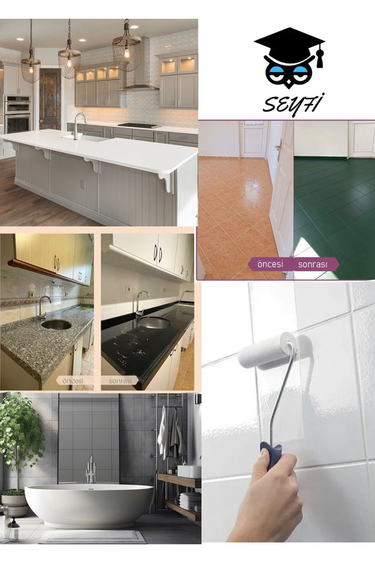 SELFY DECOR ISLAK ZEMİN BOYASI 500 CC MUTFAK TEZGAH FAYANS LAVABO KÜVET TUVALET ZEMİN HER YÜZEY İÇİN