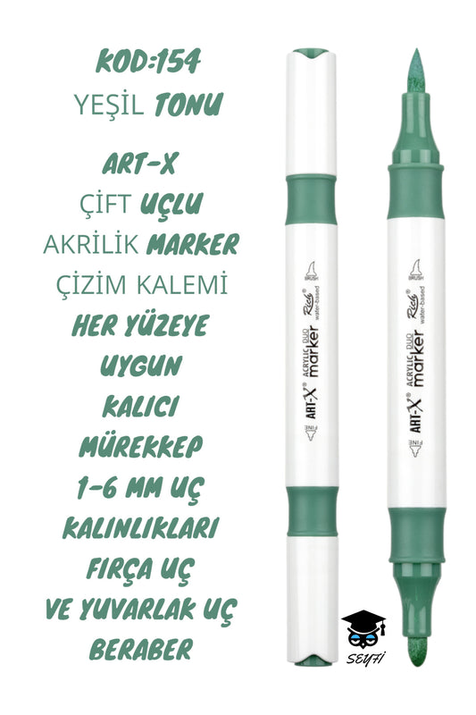 ART-X ÇİFT UÇLU AKRİLİK MARKER ÇİZİM KALEMİ HER YÜZEYE UYGUN KALICI MÜREKKEP 1-6 MM UÇ KALINLIKLARI
