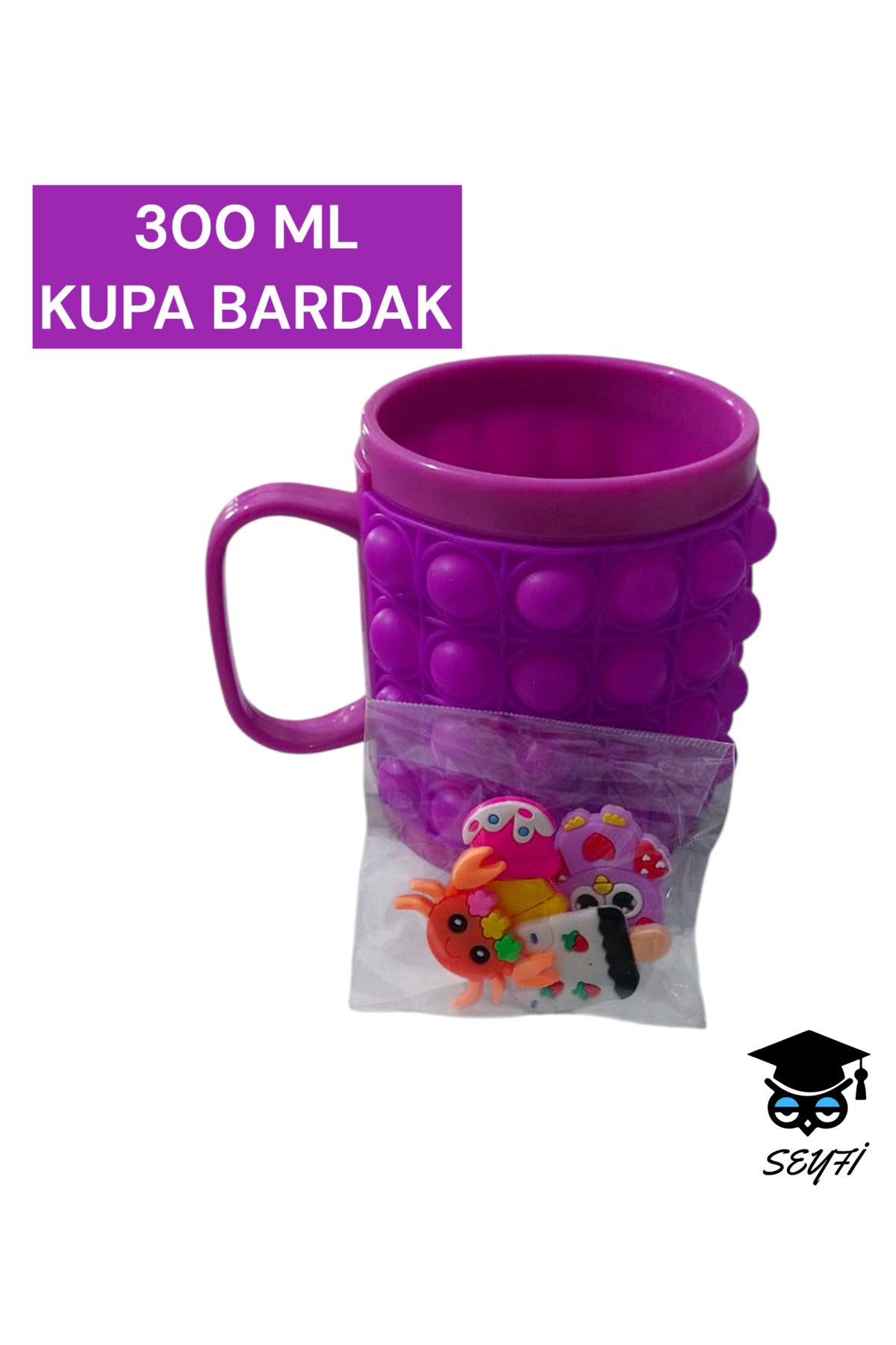 300 ml Desenli ve pop-it kupa bardak çeşitleri plasik çocuk bardakları 1 ADET Fosforlu canlı renkler