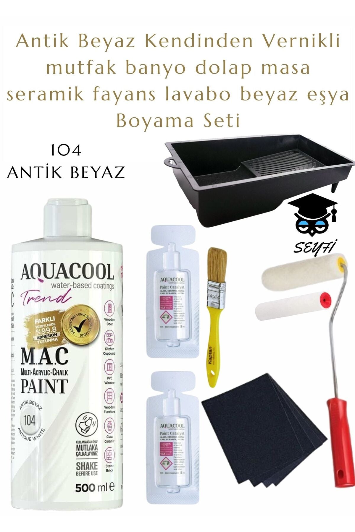kendiliğinden vernikli çelik ahşap kapı beyaz eşya mutfak dolabı fayans petek metal boya 500 ml set