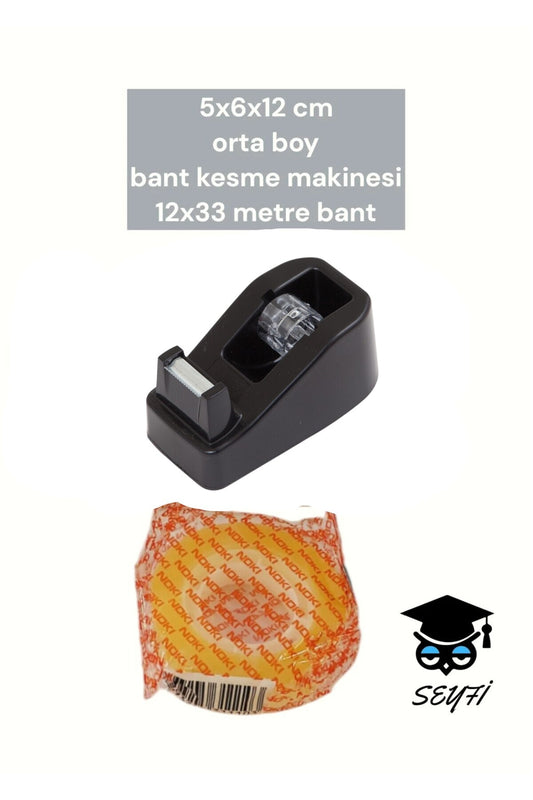 5x6x12 cm orta boy bant kesme makinesi 12x33 metre bant siyah