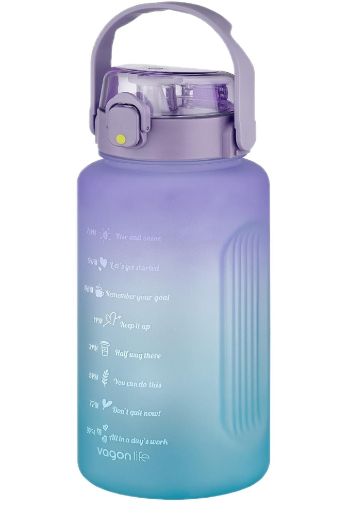 Büyük Boy 2000ml 2litre Pipetli/pipetsiz Kullanım Çift Renk Softtouch Motivasyon Matarası