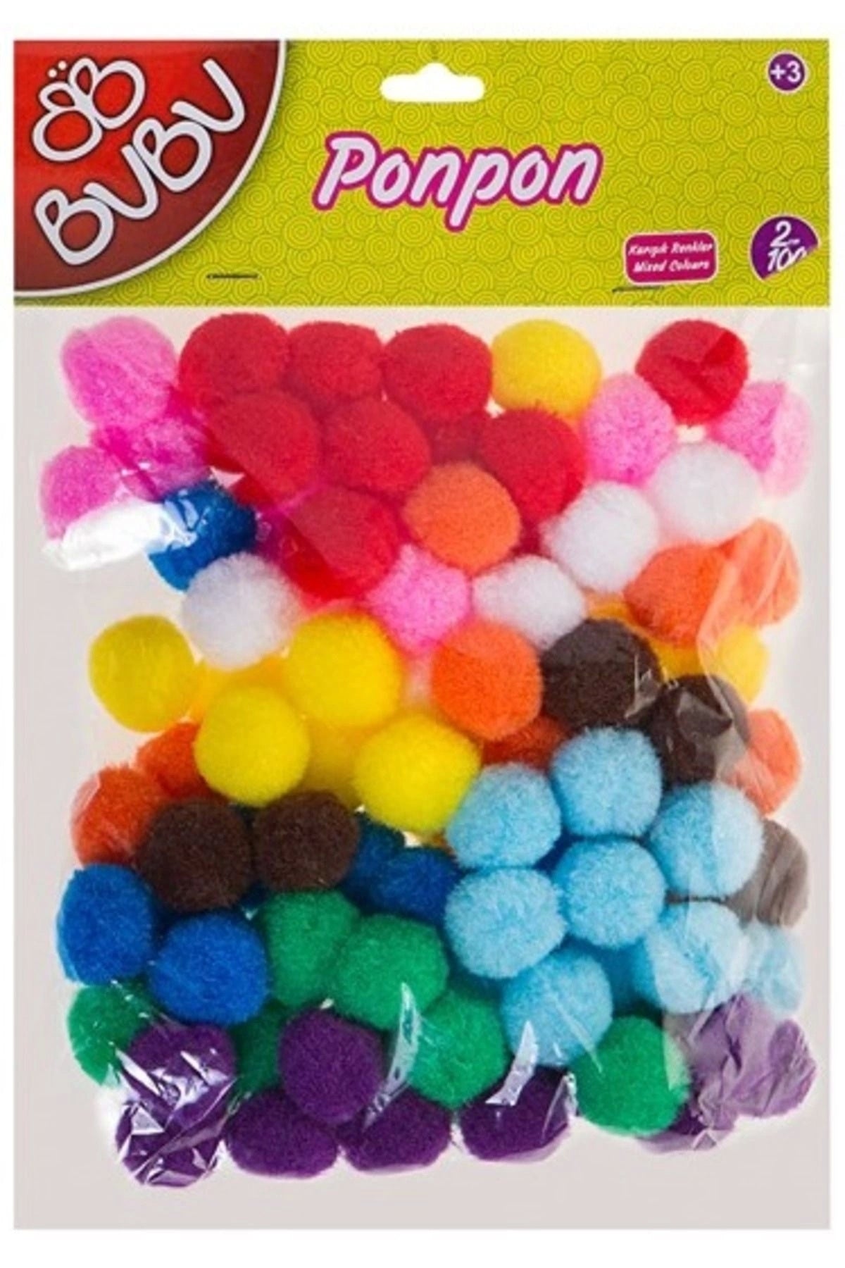 100'lü 2 cm Renkli Ponpon BU-BU00109