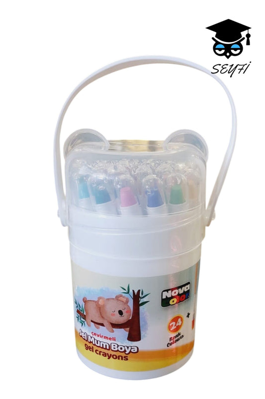 24 renk çevirmeli jel mum boya nova color plastik çantalı