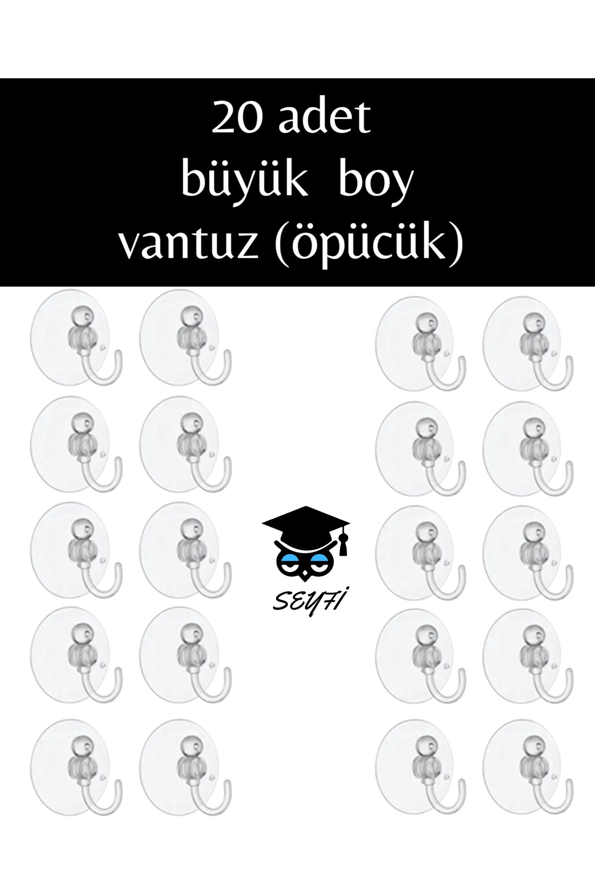 20 adet büyük boy vantuz (öpücük)