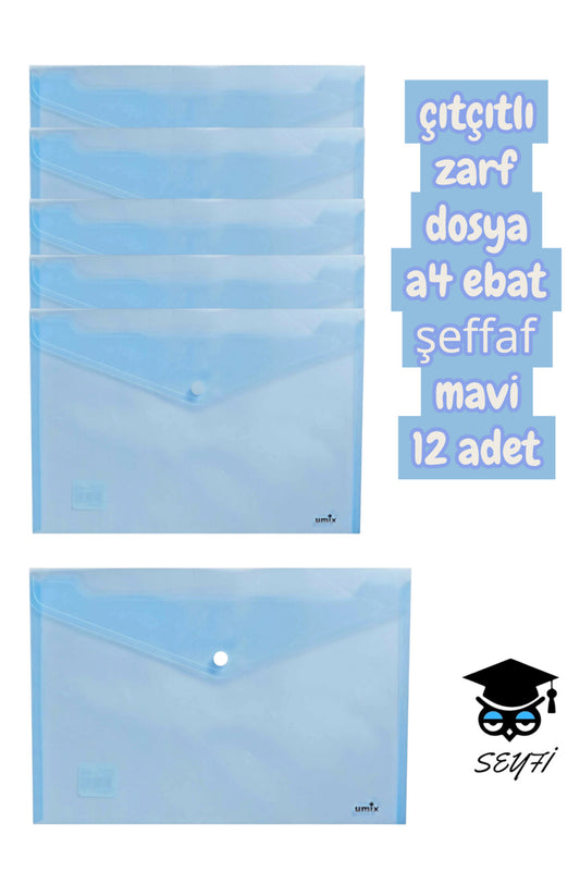 çıtçıtlı zarf dosya a4 ebat şeffaf renk seçenekleriyle plastik zarf dosya