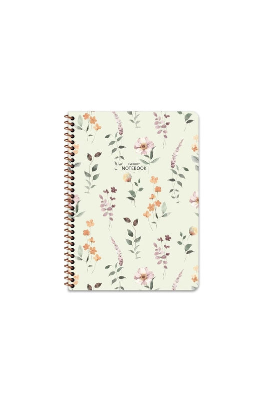 ÇİZGİLİ 16x22 CM 80 YAPRAK KARTON KAPAK TELLİ DEFTER 60 GRAM BEYAZ SAYFA ÇİÇEK