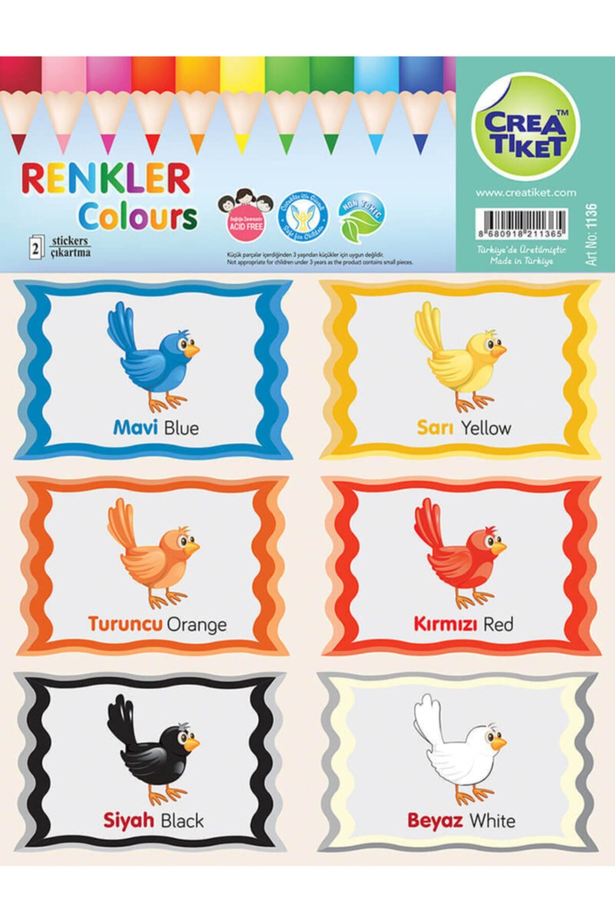 Creatiket Eğitici Çıkartma Ingilizce*türkçe