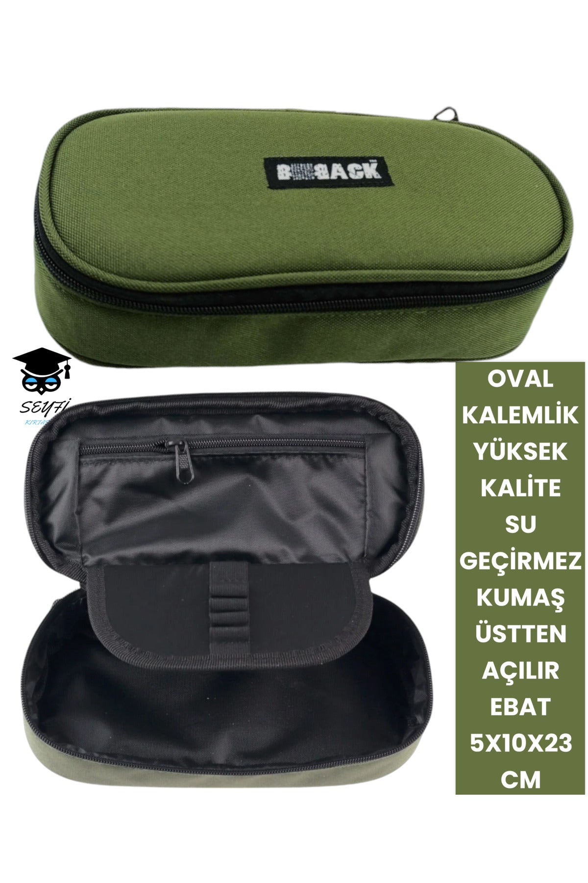Oval Kalemlik Üstten Açılır Kaliteli Su Geçirmez Kumaş 5x10x23 cm kalem çantası kalem kutusu