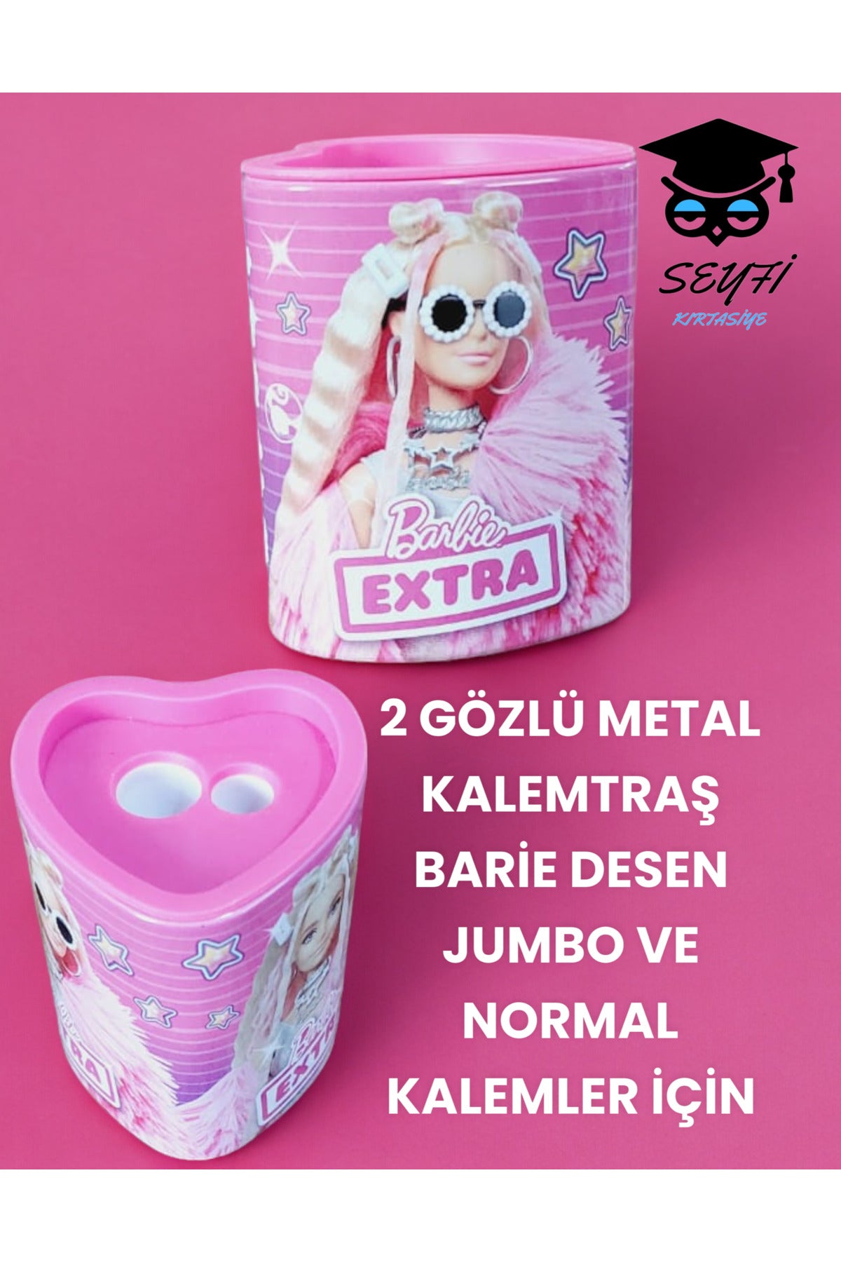 2 GÖZLÜ METAL KALEMTRAŞ BARİE DESEN JUMBO VE NORMAL KALEMLER İÇİN