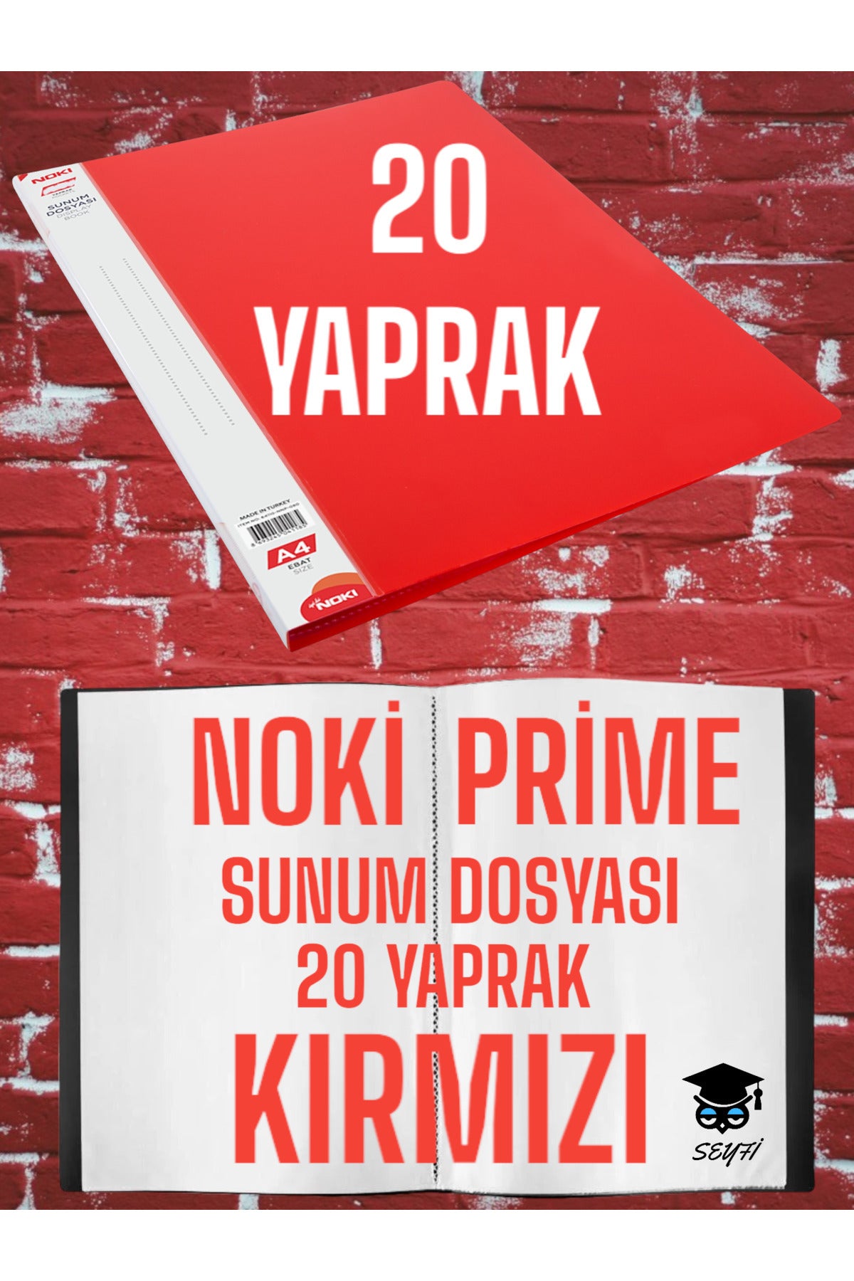 20 YAPRAK KIRMIZI A4 SUNUM DOSYASI NOKİ PRİME YÜKSEK KALİTE POŞET KALINLIĞI YERLİ ÜRETİM