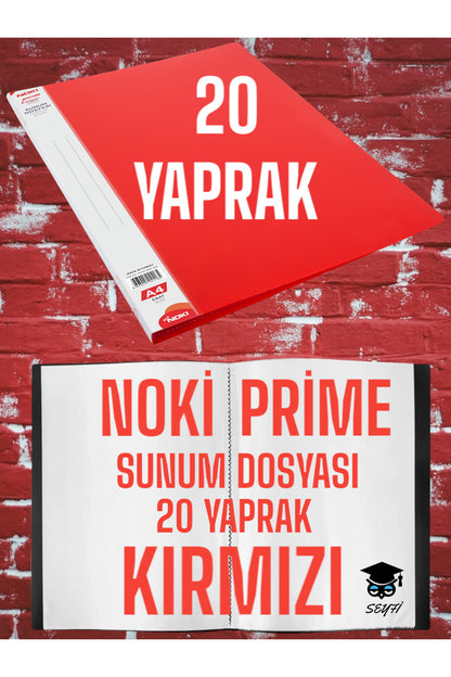 20 YAPRAK KIRMIZI A4 SUNUM DOSYASI NOKİ PRİME YÜKSEK KALİTE POŞET KALINLIĞI YERLİ ÜRETİM
