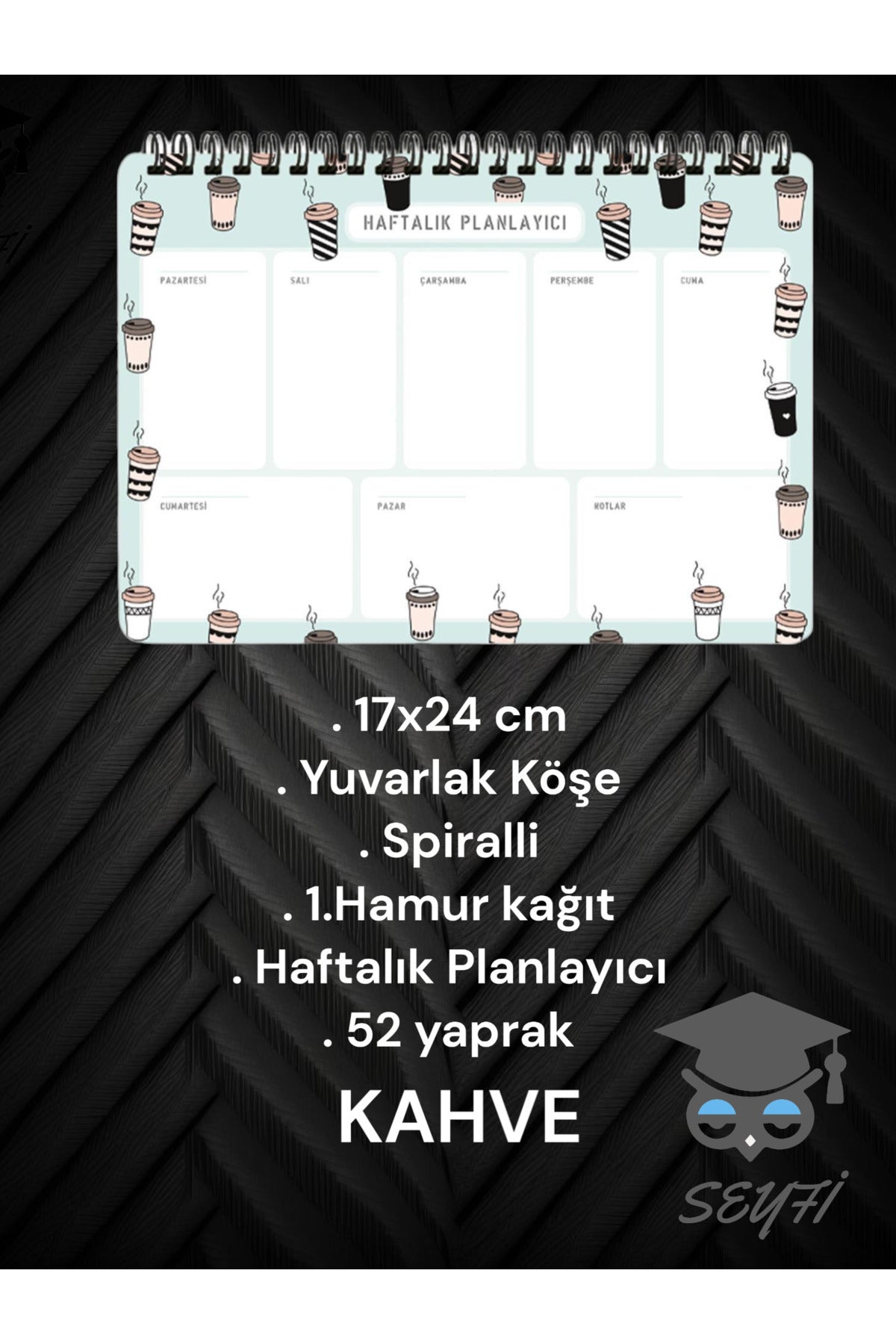 17X24 CM SPİRALLİ PLANLAYICI 52 HAFTA YUVARLAK KÖŞELİ 1. HAMUR KAĞIT TELLİ PLANLAYICI PLANNER