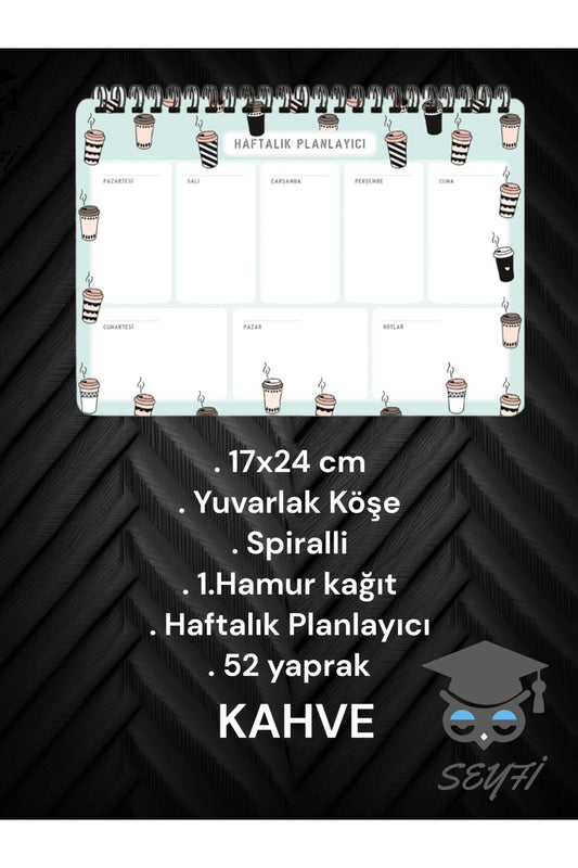 17X24 CM SPİRALLİ PLANLAYICI 52 HAFTA YUVARLAK KÖŞELİ 1. HAMUR KAĞIT TELLİ PLANLAYICI PLANNER