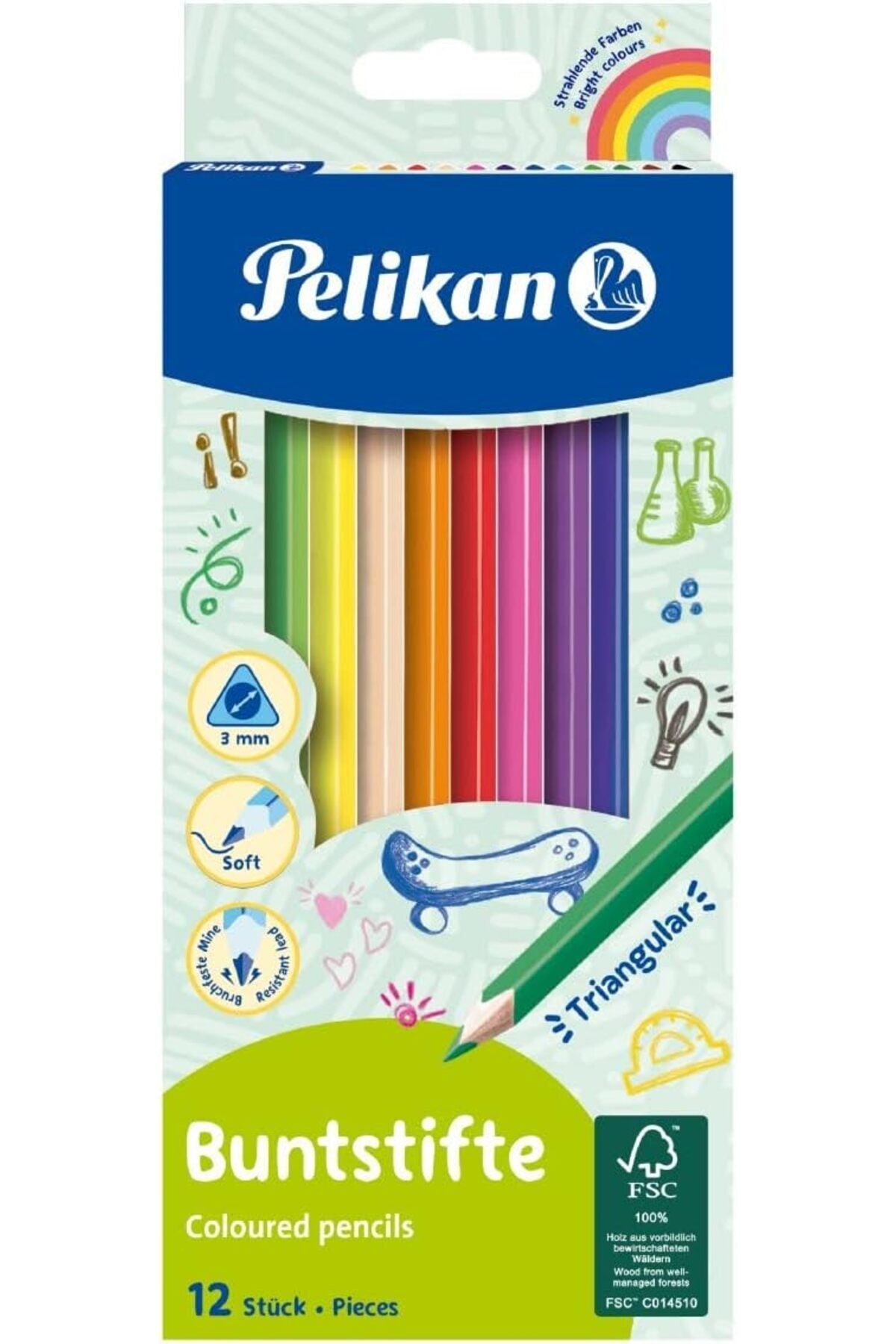 12'li Üçgen Kuru Boya Kalemi / 700115