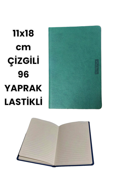 11x18 Cm 96 Yaprak Çizgili Suni Deri Lastikli Not Defteri
