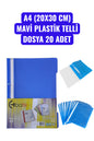 A4 (20X30 CM) MAVİ PLASTİK TELLİ DOSYA 20 ADET