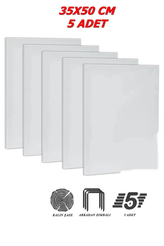 5 Adet 35x50 Cm Bez Tuval Arkadan Zımbalı Kalın Şase 210 Gr %70 Polyester % 30 Pamuk Bez