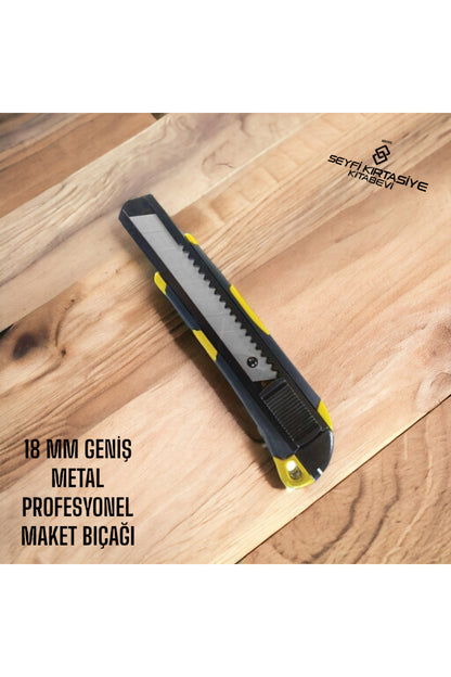 18 MM PROFESYONEL MAKET BIÇAĞI GENİŞ UÇ KOMPLE METAL KOD:234