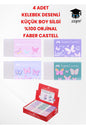 4 ADET KELEBEK DESENLİ KÜÇÜK BOY SİLGİ FABER CASTELL