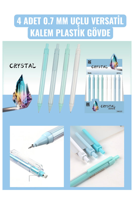 4 ADET 0.7 MM UÇLU VERSATİL KALEM PLASTİK GÖVDE