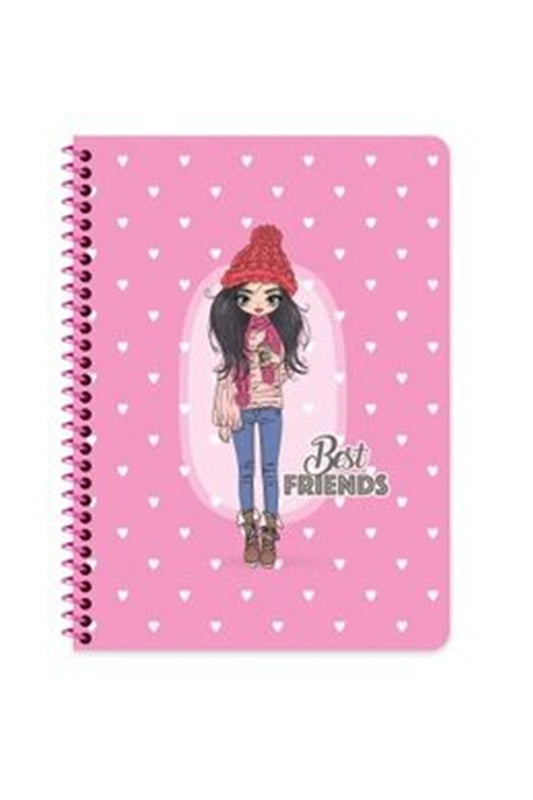 16x22 Cm Çizgisiz 80 Yaprak Telli Defter Karton Kapak 60 Gr Beyaz Sayfa Best Friends