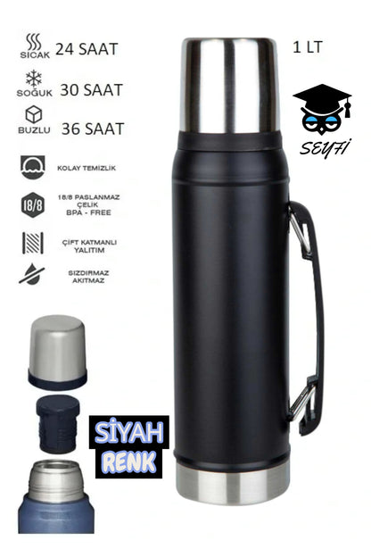 1000 ML çelik termos çift katmanlı sızdırmaz bpa free 30 saat soğuk tutma