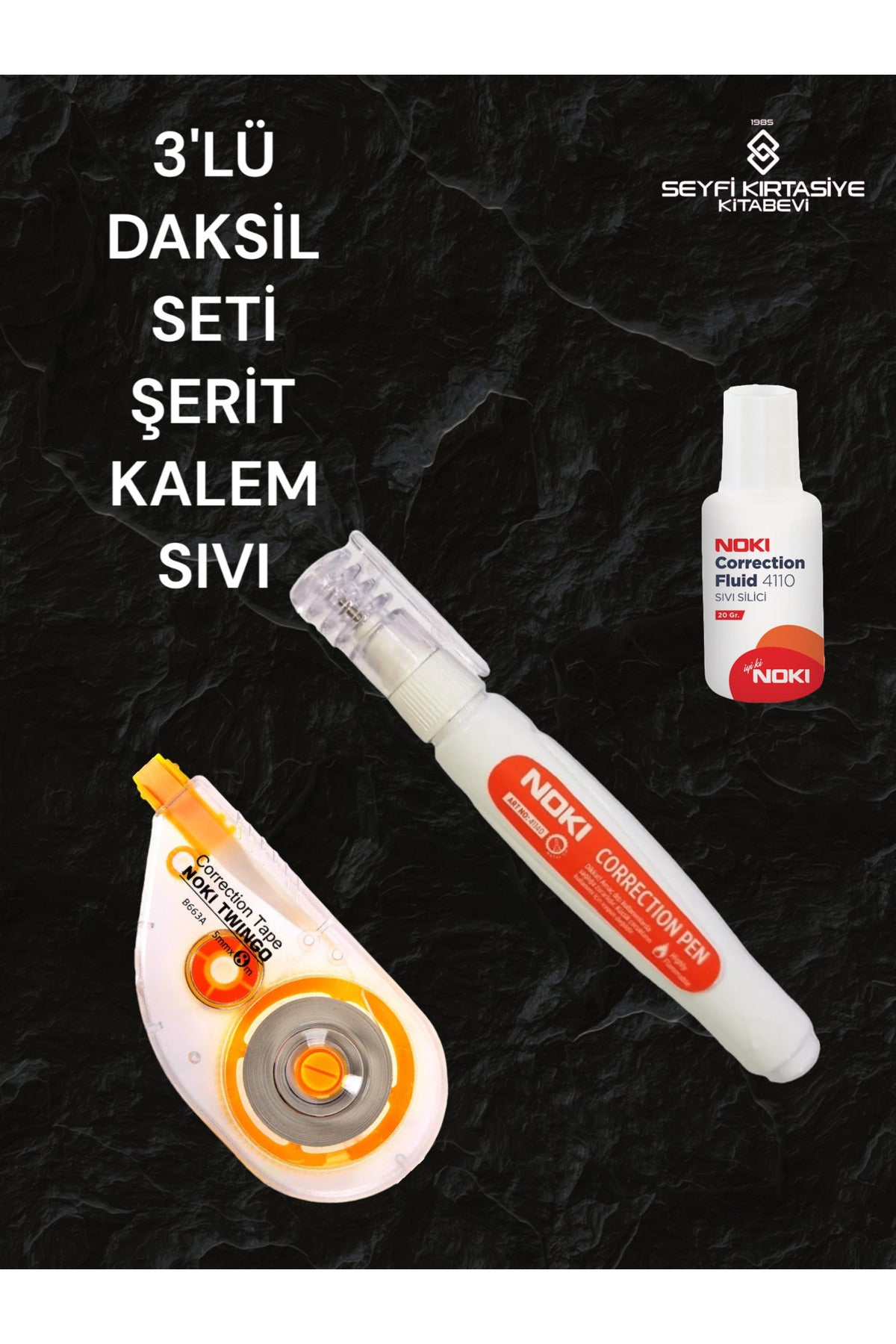 3'LÜ DAKSİL SETİ ŞERİT KALEM SIVI FIRÇALI DAKSİL SIVI SİLİCİ