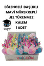 EĞLENCELİ BAŞLIKLI İNCE UÇLU JEL TÜKENMEZ KALEM MAVİ MÜREKKEP