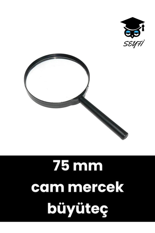 75 mm Saplı büyüteç cam mercek