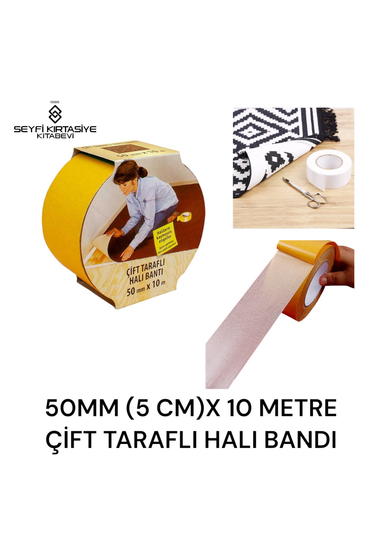 ÇİFT TARAFLI KAYDIRMAZ HALI BANDI İNCE 5CMX10 METRE