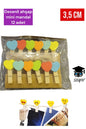 Desenli ahşap mini mandal 12 adet 3,5 cm süsleme mandalı