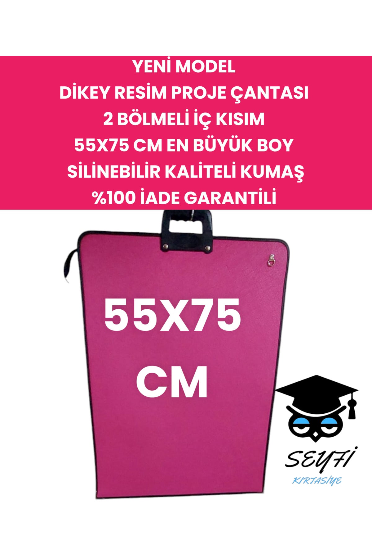 55X75 CM DİKEY RESİM PROJE ÇANTASI 2 BÖLMELİ İÇ KISIM EN BÜYÜK BOY SİLİNEBİLİR KALİTELİ KUMAŞ