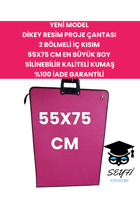 55X75 CM DİKEY RESİM PROJE ÇANTASI 2 BÖLMELİ İÇ KISIM EN BÜYÜK BOY SİLİNEBİLİR KALİTELİ KUMAŞ