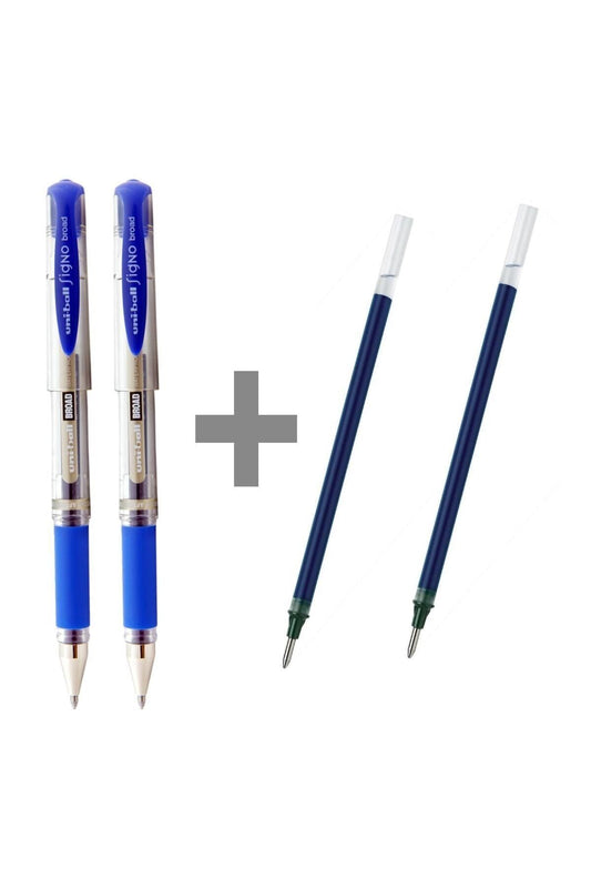 Uniball Signo Broad UM-153 İmza Kalemi Mavi 2 Adet ve 2 Adet Yedeği