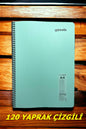 ÇİZGİLİ 120 YAPRAK PASTEL RENK TELLİ DEFTER BEYAZ SAYFALI 60 GR KAĞIT PLASTİK KAPAK
