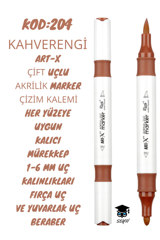 ART-X ÇİFT UÇLU AKRİLİK MARKER ÇİZİM KALEMİ HER YÜZEYE UYGUN KALICI MÜREKKEP 1-6 MM UÇ KALINLIKLARI