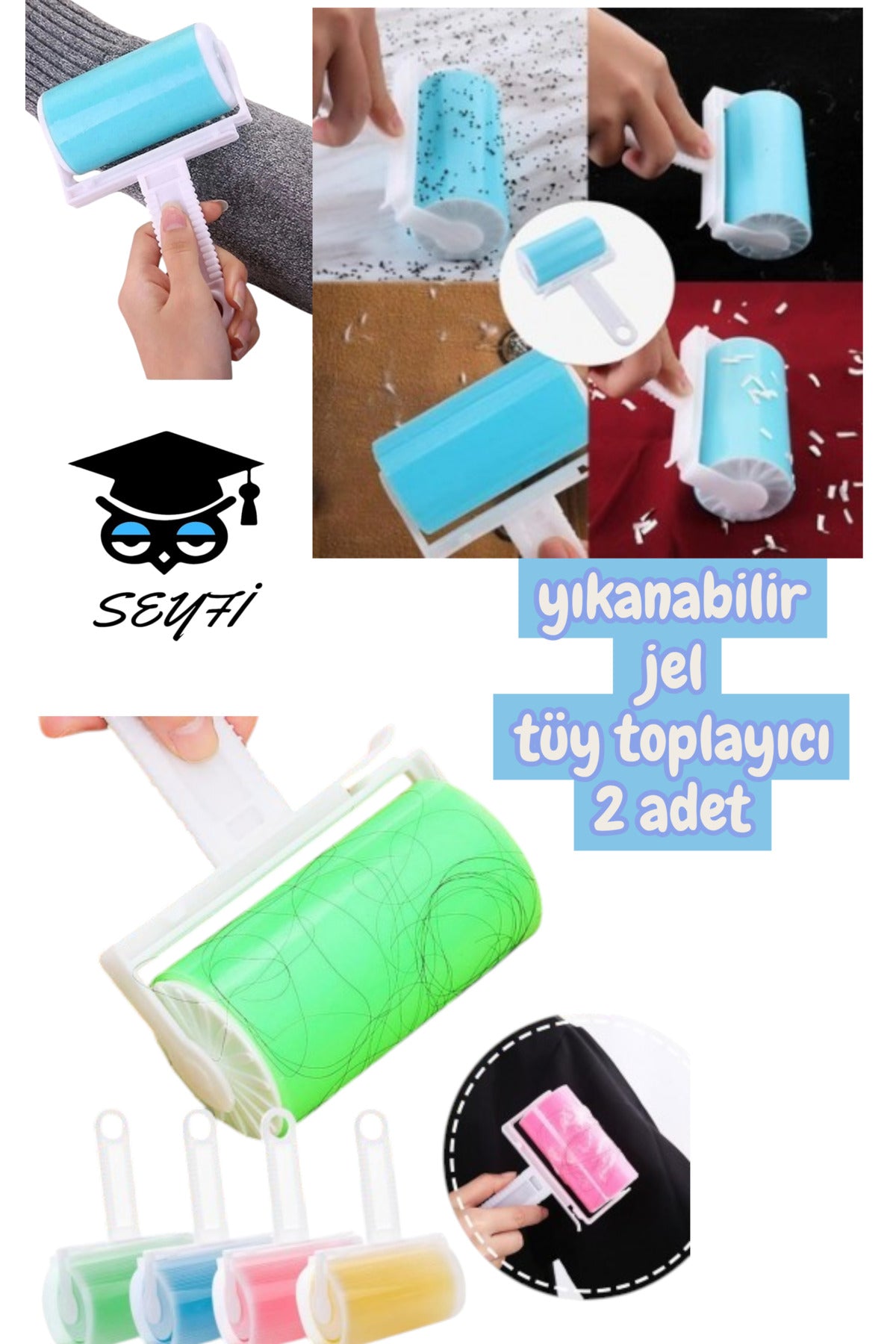 yıkanabilir jel tüy toplayıcı 2 adet
