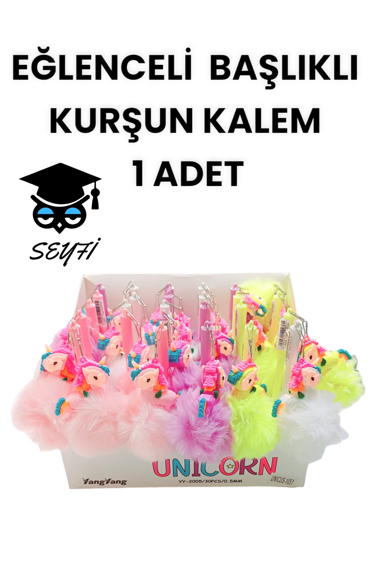 EĞLENCELİ BAŞLIKLI KURŞUN KALEM PONPON KALEMLER