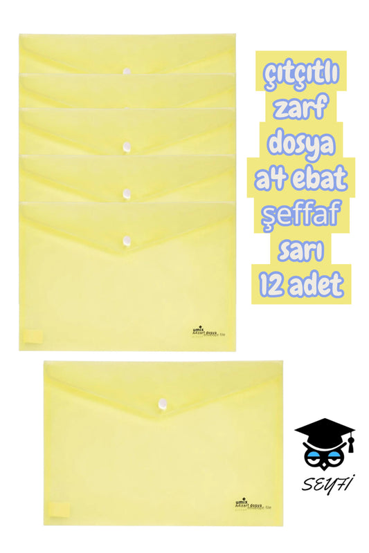 çıtçıtlı zarf dosya a4 ebat şeffaf renk seçenekleriyle plastik zarf dosya