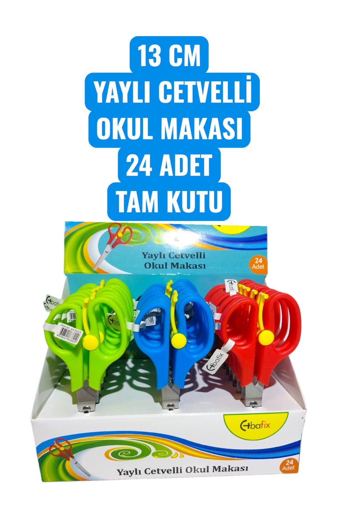 13 CM YAYLI CETVELLİ OKUL MAKASI 24 ADET TAM KUTU