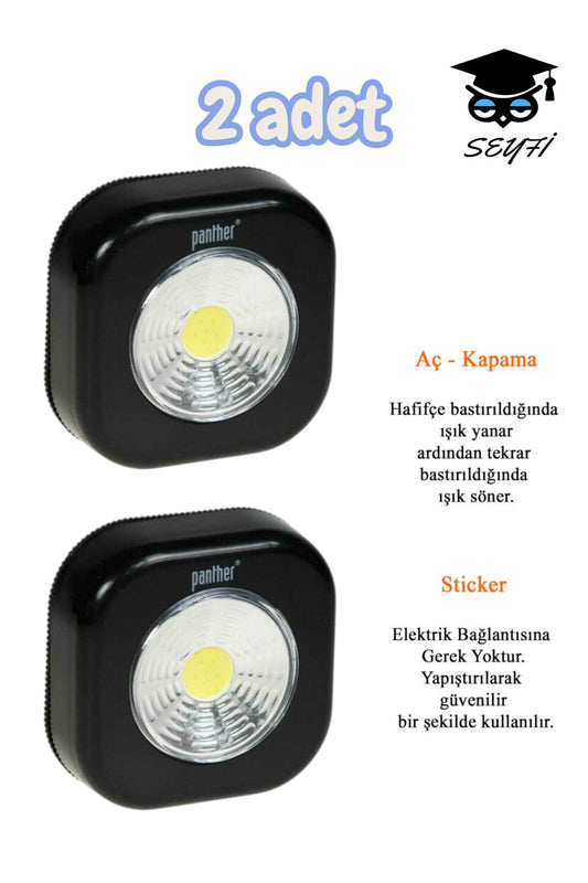 Dolap içi Led Lamba 2 adet yapıştırmalı model 3 adet aaa pil ile çalışır