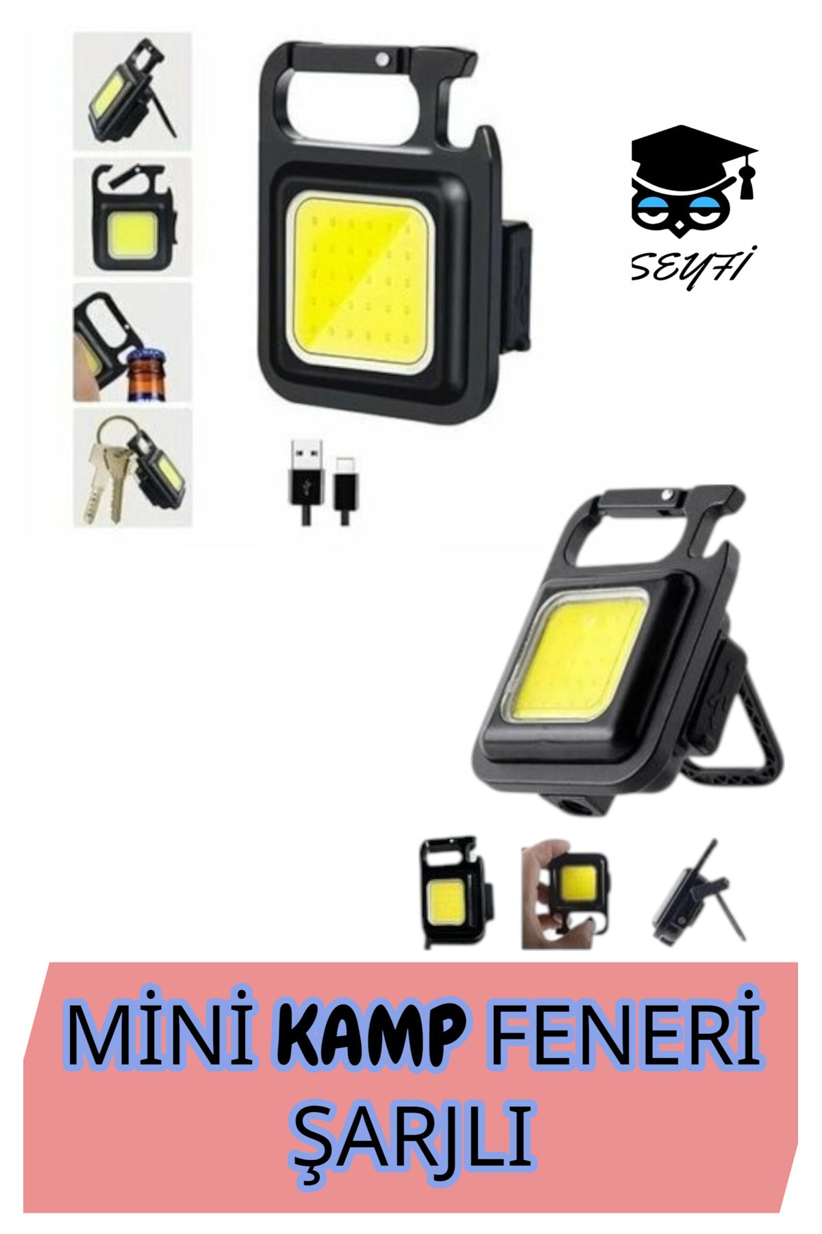 MİNİ KAMP FENERİ ŞARJLI ANAHTARLIK MODEL