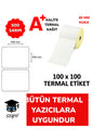 100x100 Mm Termal Barkod Etiketi 500 Sarım 40 Mm Kuka A Kalite Kağıt Bütün Yazıcılara Uyumlu