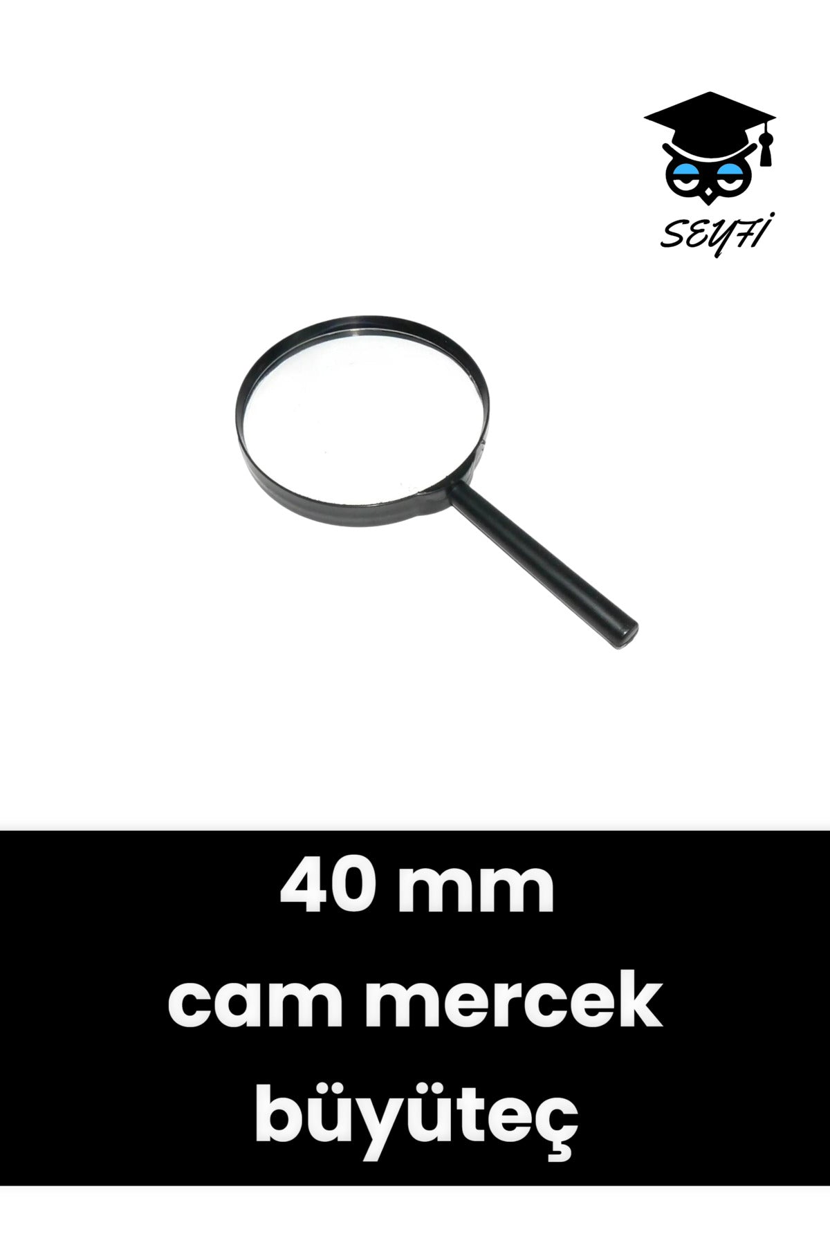 40 mm Saplı büyüteç cam mercek