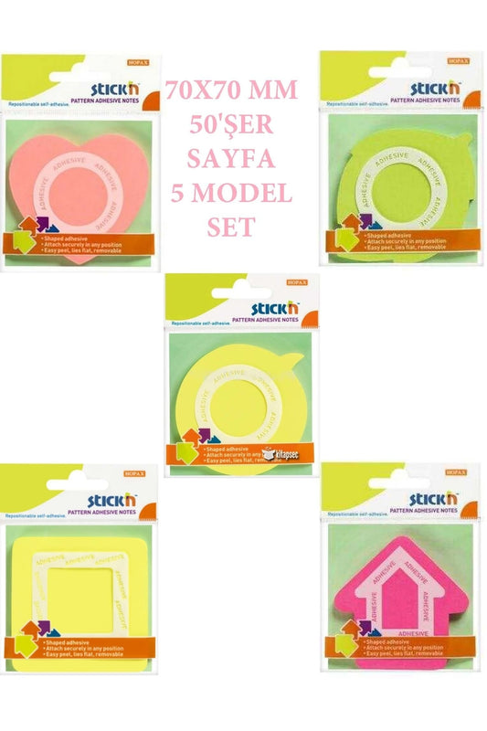 70x70 Mm 50'şer Sayfa Yapışkanlı 5 Model Set