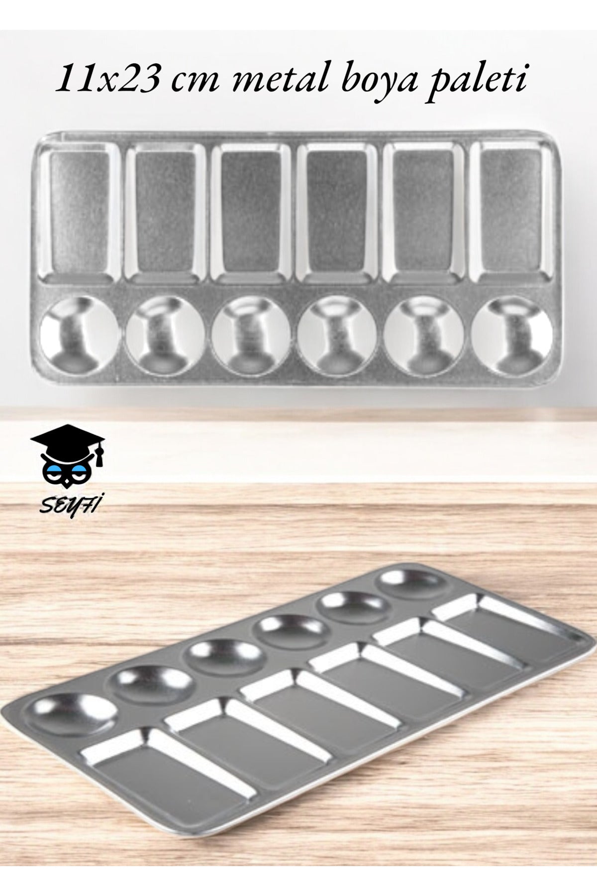 Metal Boya Paleti Dikdörtgen 11x23 cm 12 Gözlü