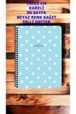 KARELİ 16X22 CM 80 YAPRAK PLASTİK KAPAK TELLİ DEFTER BEYAZ RENK SAYFALI PUANTİYE DESENLİ