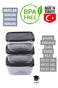 plastik saklama kabı KARE 3'LÜ 1500 ML 1500 ML 1500 ML